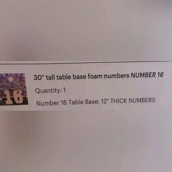 Sweet 16 numbers please see pics.. pics list the size and thickness, etc..